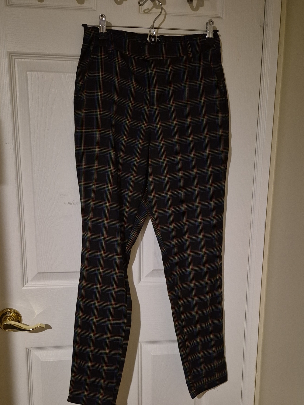 Hot Topic Rainbow Grid Plaid Tapered Trousers Size Small